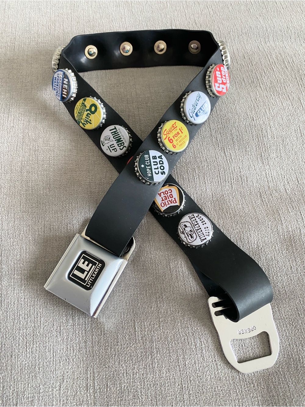 Little Earth Bottle Cap Belt Seatbelt Buckle Recycled Y2K